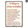 Vintage Metal Painted Sign "12 Things Forever" - 1pc 8"X12" Customized Fun Wall Decor, Stylish Hanging Art For Garage Rest